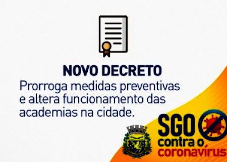 Covid-19: Novo decreto prorroga medidas preventivas e altera funcionamento de academias