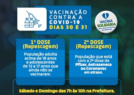Covid-19: Fim de semana terá repescagem para segundas e primeiras doses em São Gabriel do Oeste