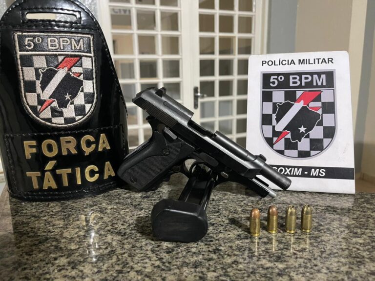 Polícia Militar apreende pistola durante abordagem em Coxim