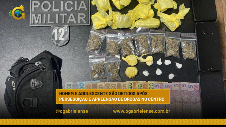 Homem e adolescente são detidos após perseguição e apreensão de drogas no centro