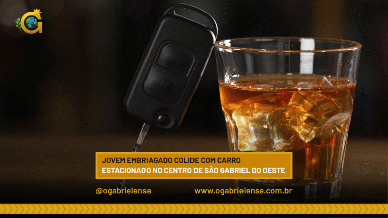 Jovem embriagado colide com carro estacionado no centro de São Gabriel do Oeste