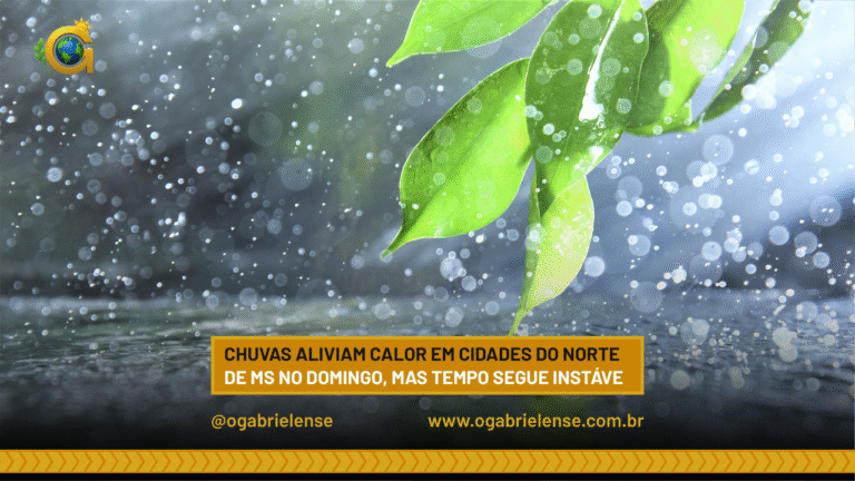 Chuvas aliviam calor em cidades do Norte de MS no domingo, mas tempo segue instável
