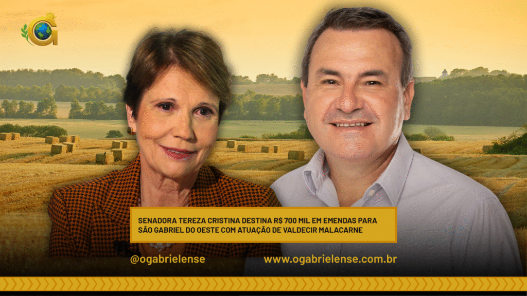 Senadora Tereza Cristina destina R$ 700 mil em emendas para São Gabriel do Oeste com atuação de Valdecir Malacarne