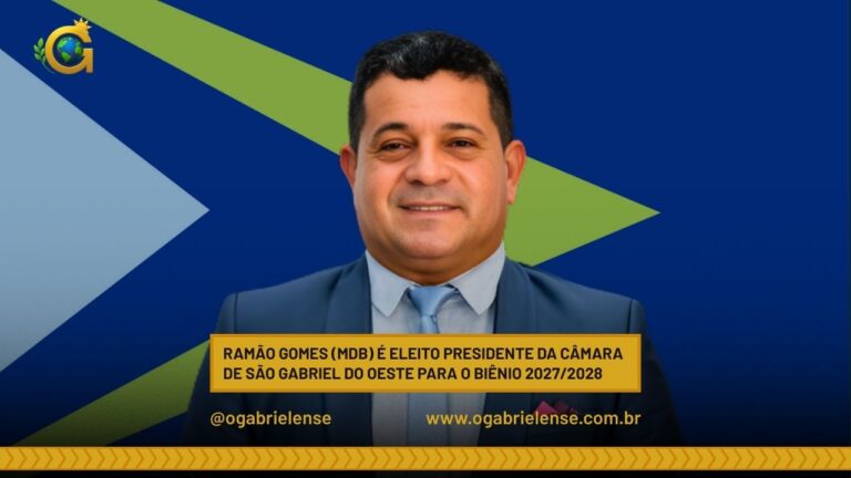 Ramão Gomes (MDB) é eleito presidente da Câmara de São Gabriel do Oeste para o biênio 2027/2028