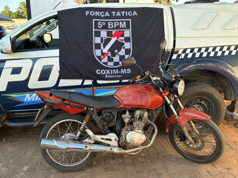 Polícia Militar localiza moto utilizada em tentativa de homicídio durante diligências em Coxim
