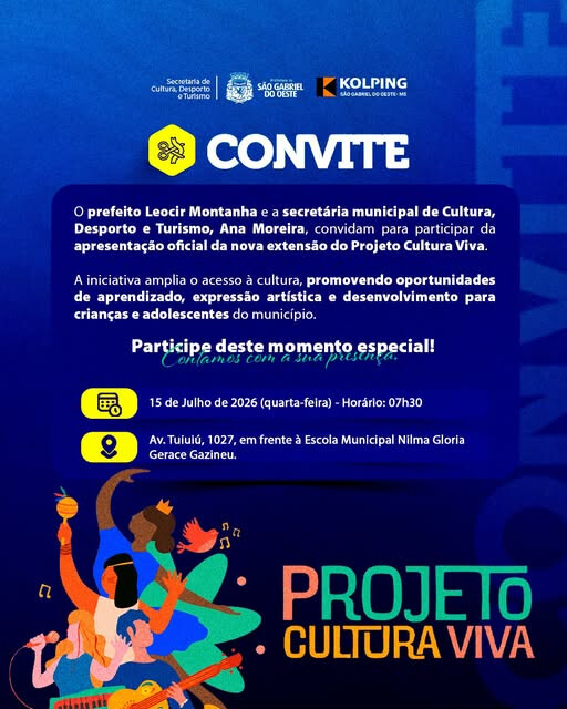 São Gabriel do Oeste amplia acesso à cultura com nova extensão do Projeto Cultura Viva