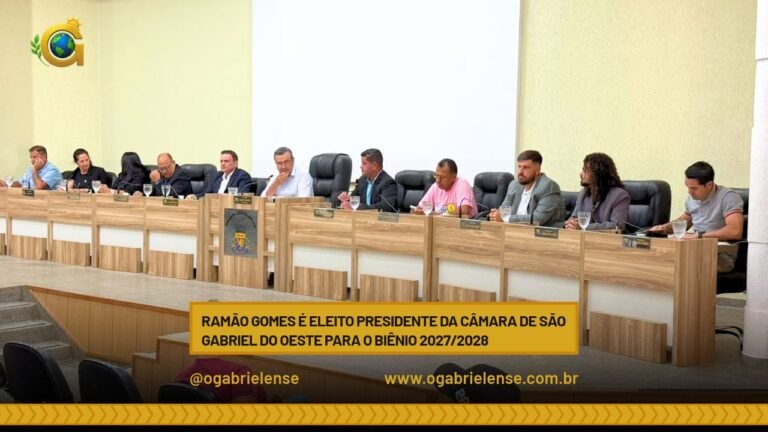 Ramão Gomes é eleito presidente da Câmara de São Gabriel do Oeste para o biênio 2027/2028