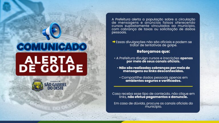Prefeitura de São Gabriel do Oeste orienta população sobre divulgação de cursos de qualificação profissional