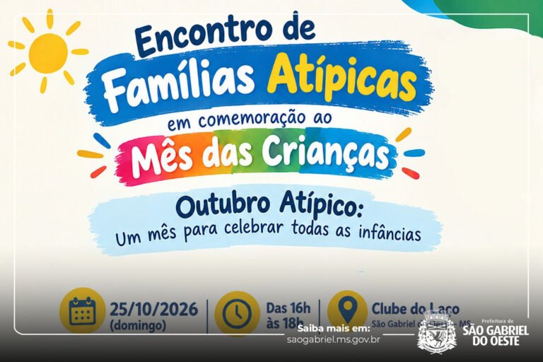 Encontro de Famílias Atípicas será realizado neste domingo em São Gabriel do Oeste
